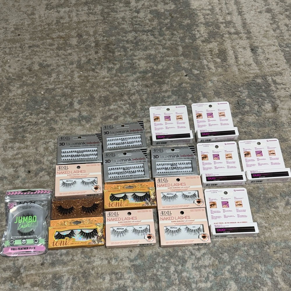 Lash Lot! Duo Strip Lash Glue (5) Strip Lashes  (11) NEW Ardell NYX Ioni Minx 3D